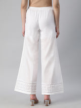 Flared cotton palazzo with applique detailing in hem