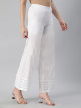 Flared cotton palazzo with applique detailing in hem