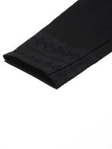 Cotton Pencil pant with schiffli detailing in hem(Black)