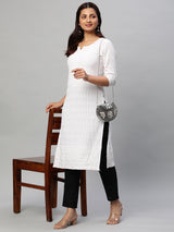 Cotton Pencil pant with schiffli detailing in hem(Black)