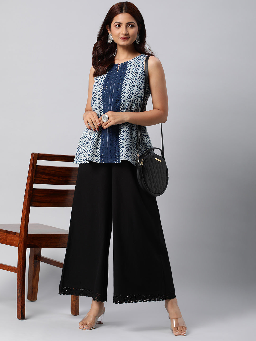 Udaan - Flex palazzo with lace detailing in hem