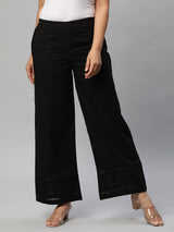 Flared cotton palazzo with applique detailing in hem