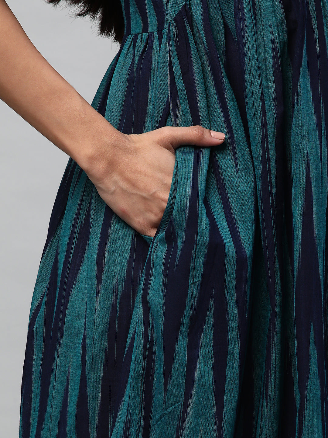 A-line cotton printed dress with pocket