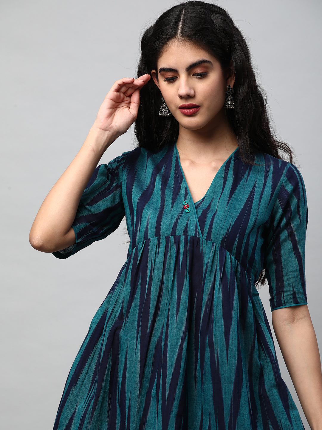 A-line cotton printed dress with pocket