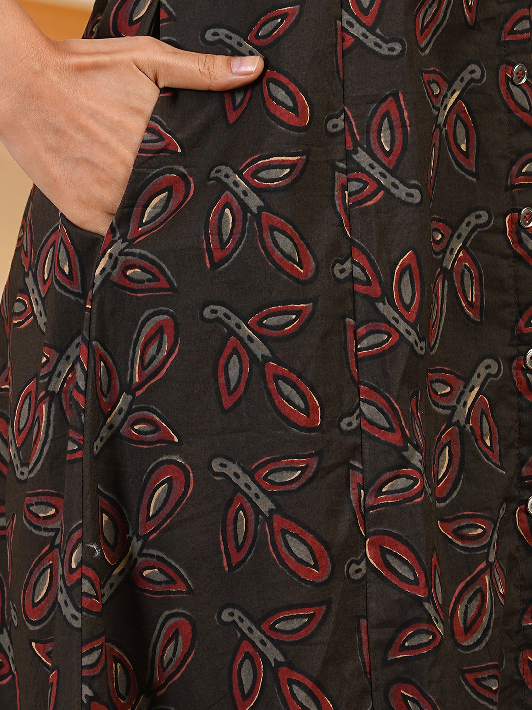 A-line cotton printed dress with pocket