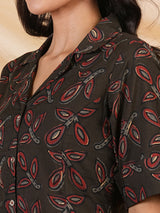 A-line cotton printed dress with pocket