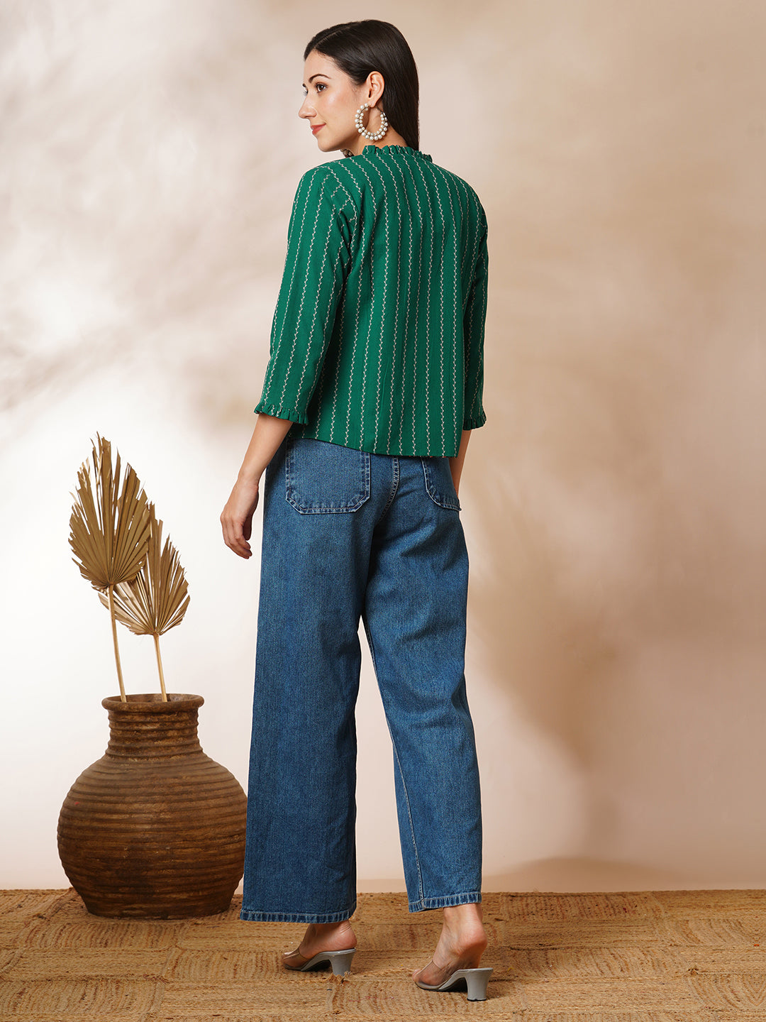 Reversible Short Jacket with traditional hand crafted daub block print