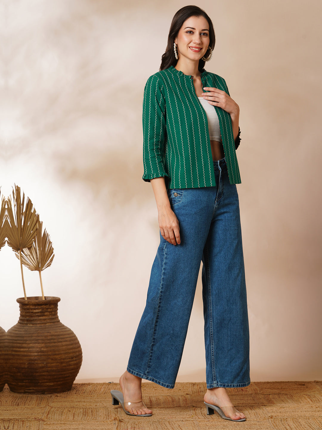 Reversible Short Jacket with traditional hand crafted daub block print