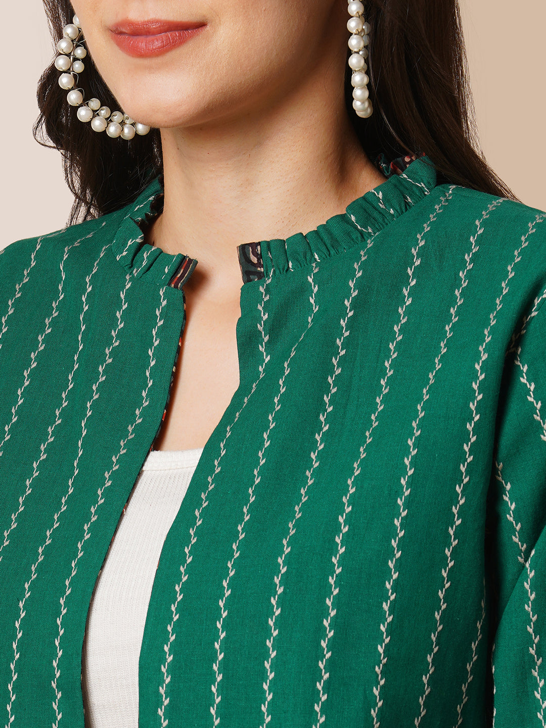 Reversible Short Jacket with traditional hand crafted daub block print