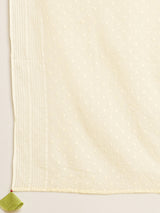 Light green straight kurta with delicate lace detailing  and embroidery on the yoke paired With a beige mull dupatta and self bottom
