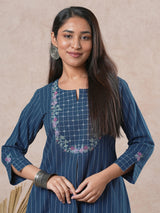 Embroidered A-line kurta with intricate beadwork and side pocket