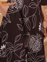 Flared bold printed flex kurta with bead works and pocket
