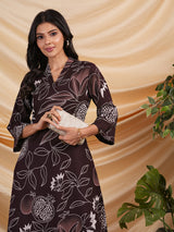Flared bold printed flex kurta with bead works and pocket