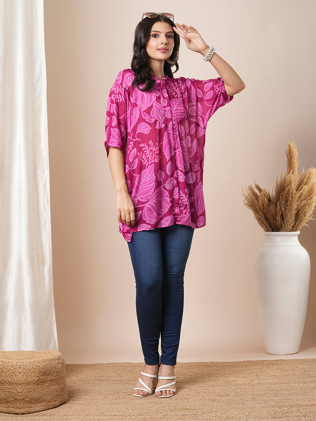 Floral Printed flared half sleeve top