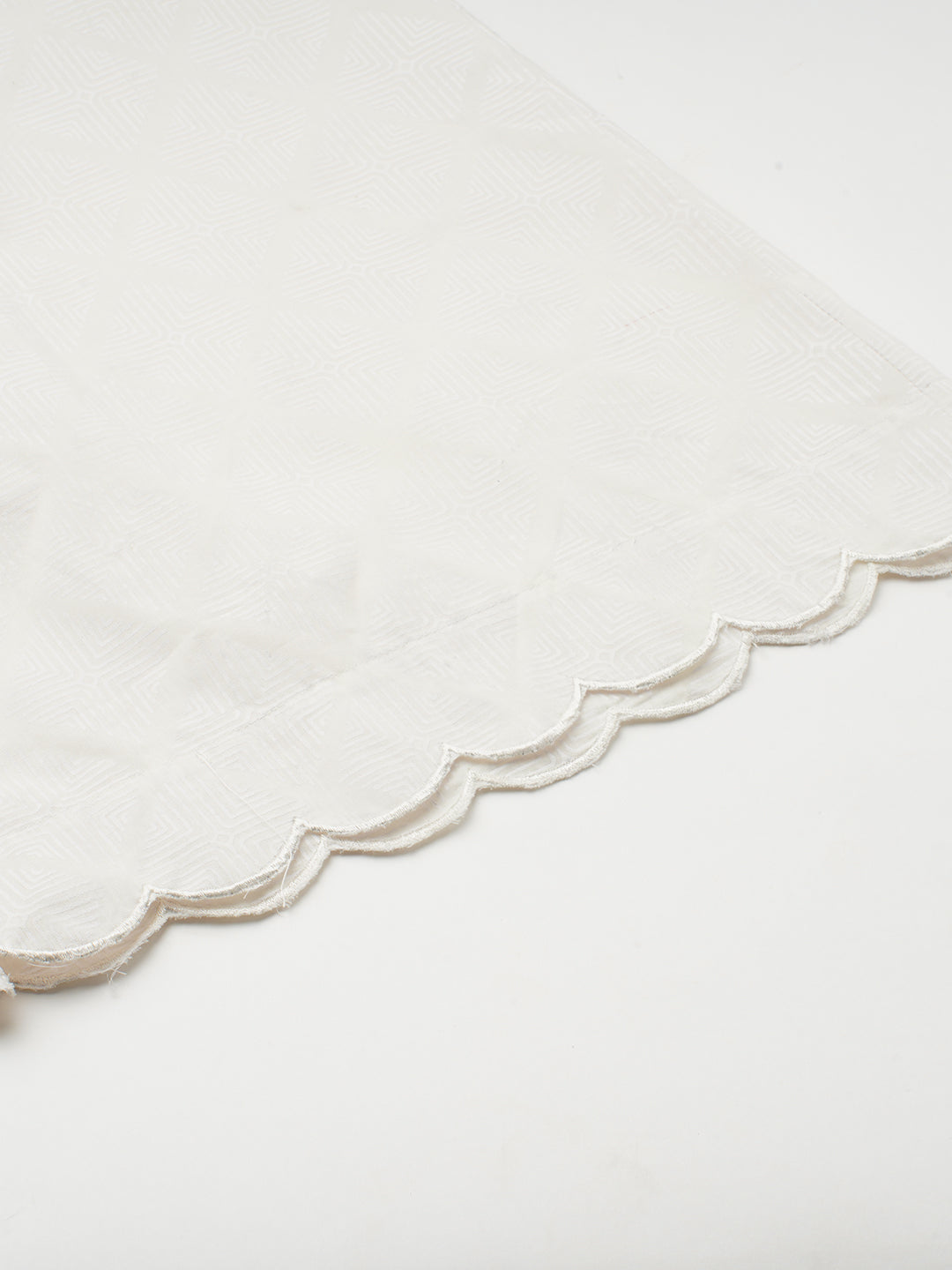 Pure white Cotton palazzo with scallop detailing in hem.