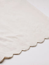 Pure white Cotton palazzo with scallop detailing in hem.