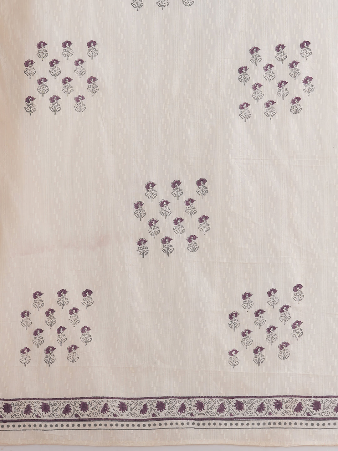 A 3-piece block printed kurta suit set with lace detail and block printed Dupatta