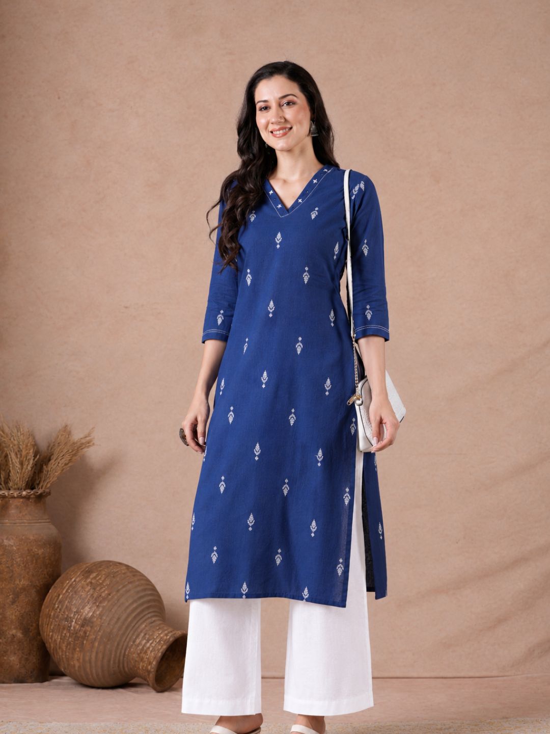 Straight Fit Cotton Plain Ankle Length Half Elasticated Palazzo with Inside Drawstring.(White)