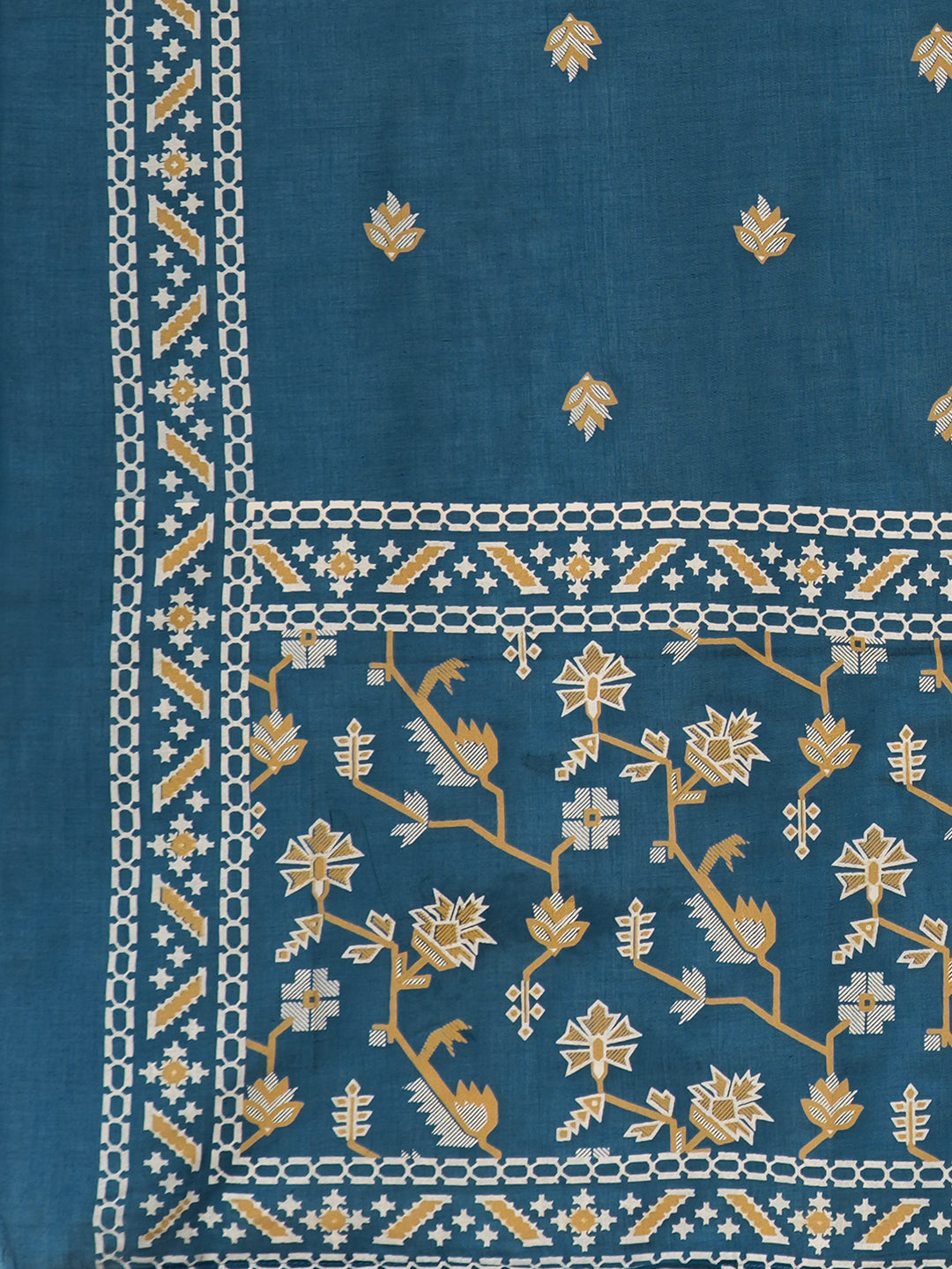 Straight fit Printed Panelled Cotton Kurta Set with Dupatta.