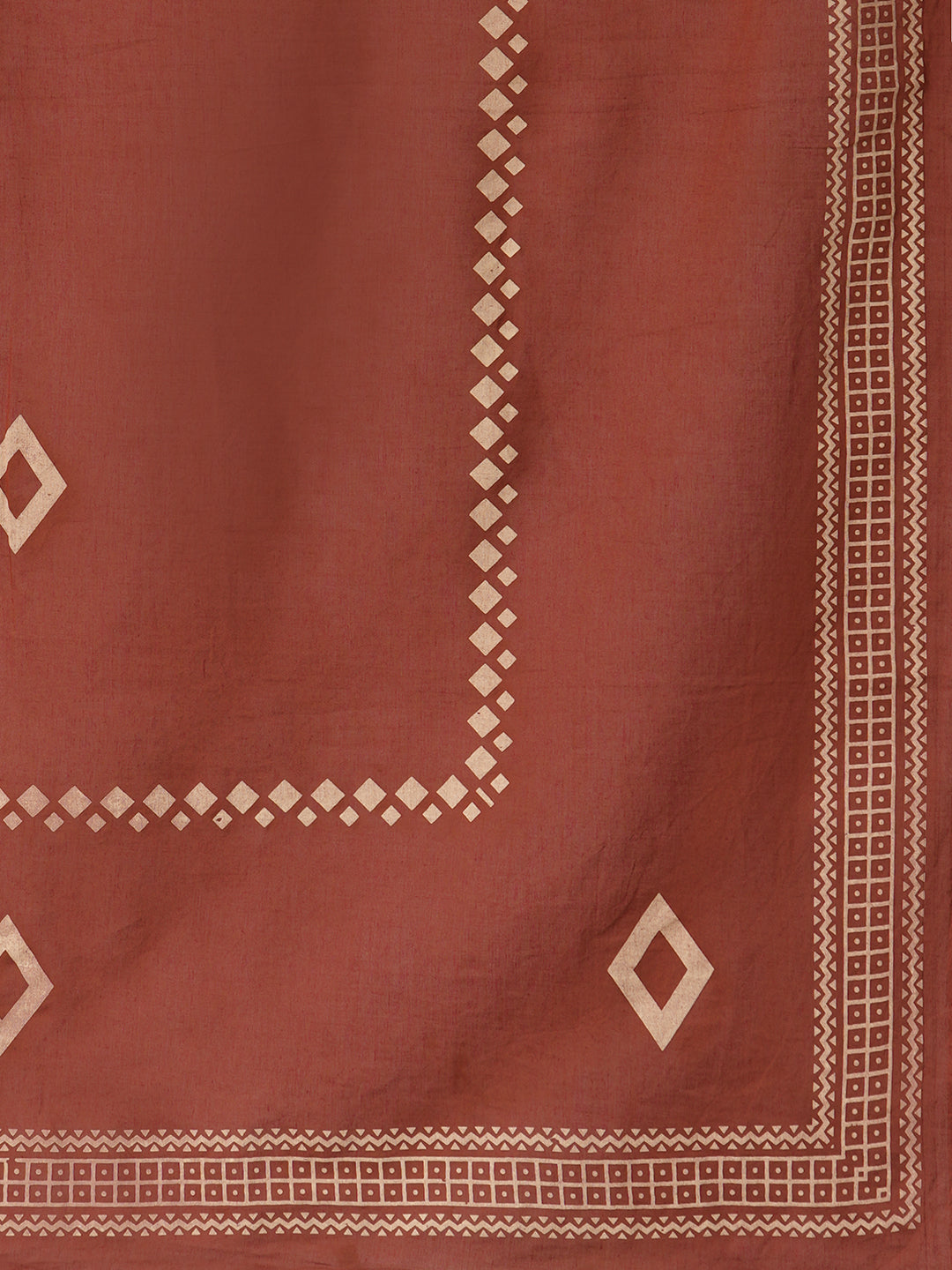 Classic Cream Cotton Kurta Set with Geometric Print, Subtle Handwork, Metal Trim Highlights, Printed Dupatta and Coordinated Solid Pants