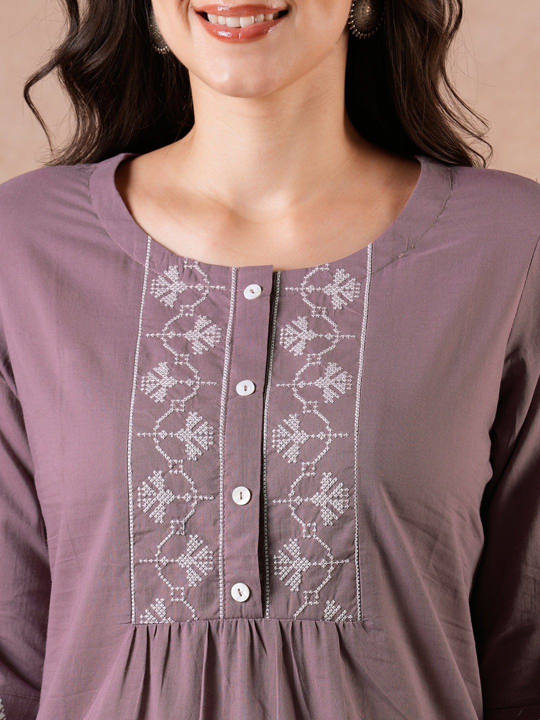 Straight Fit Suit Set with Zonal Embroidery, Printed Bottom & Printed Dupatta.