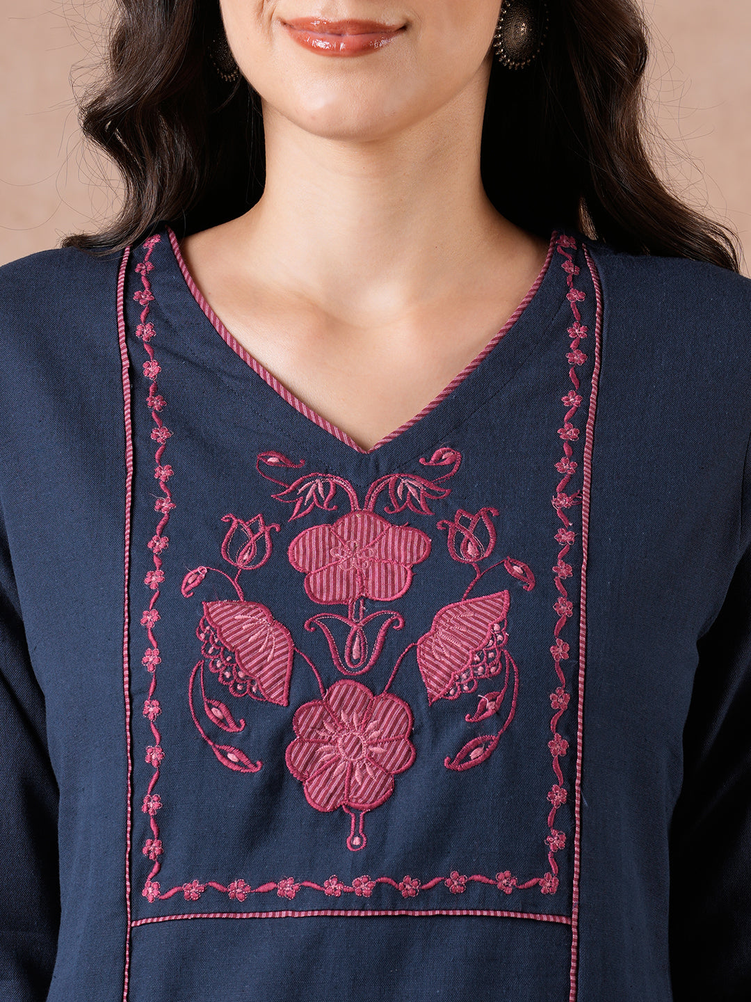 Straight Fit Flex Suit Set with Embroidery Detailing, Printed Palazzo & Dupatta.