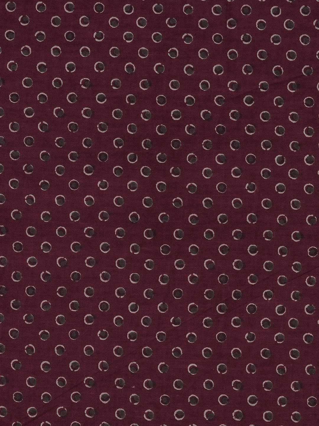 Ready-to-Stitch Cotton embroidered Dress Material Paired with Printed Bottom and printed dupatta.(Wine)