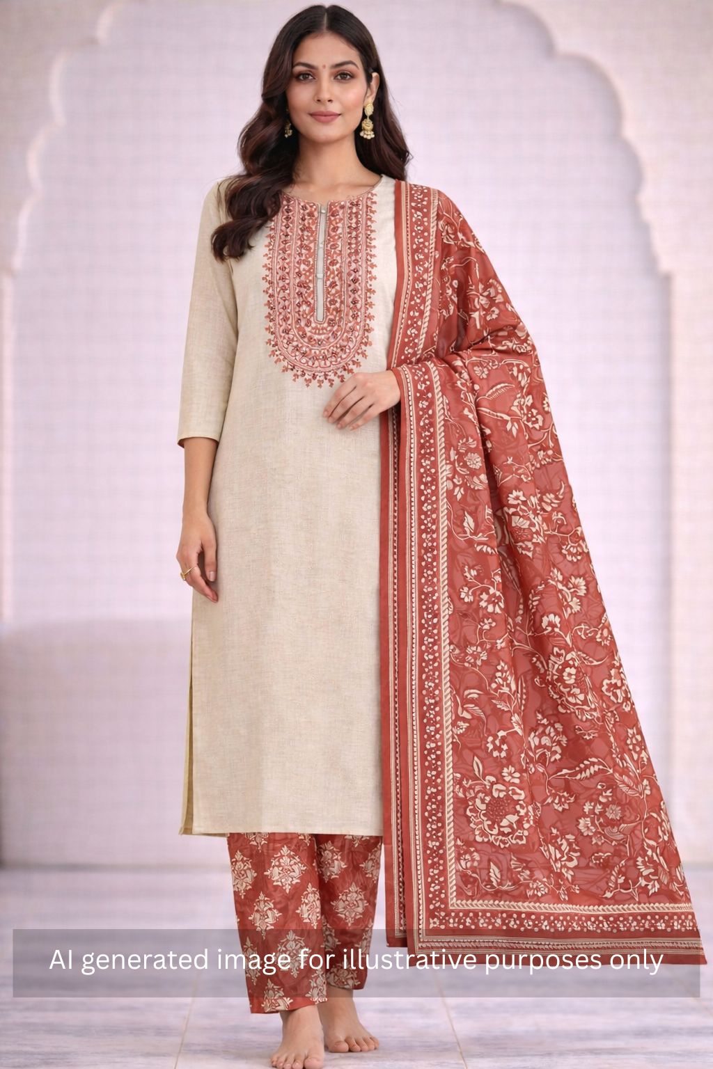 Cotton Flex Embroidered dress material with Printed Bottom & printed dupatta.