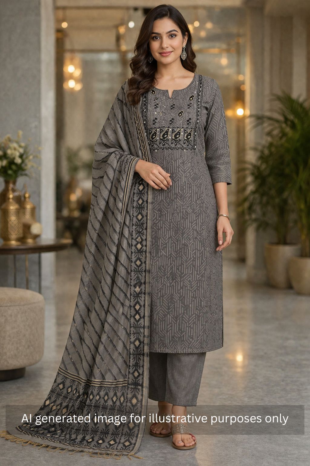Elegant unstitched dress material in premium Chanderi fabric with ethnic motifs and handwork accents.