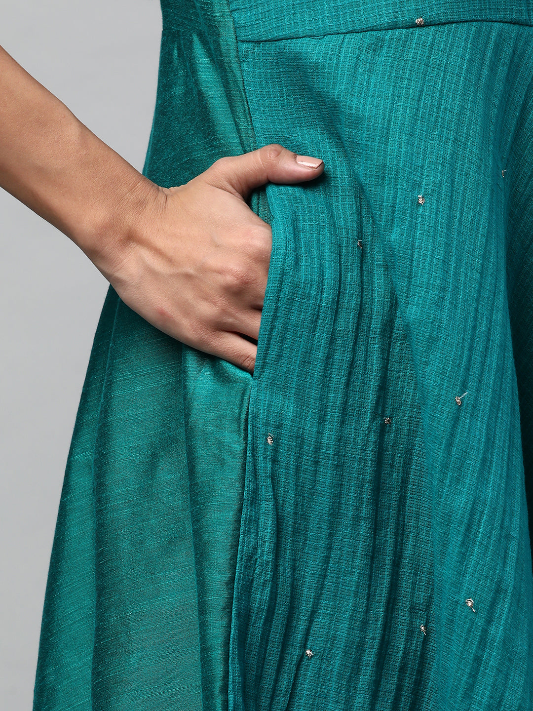 Party Edit - Silk blend kurta with embroidered lace and tassels detail