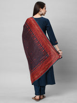 Party Edit- A machine embroidered kurta with self bottom paired with printed dupatta
