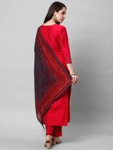 Party Edit- A straight stitched kurta suit set with machine embroidery and digital printed dupatta