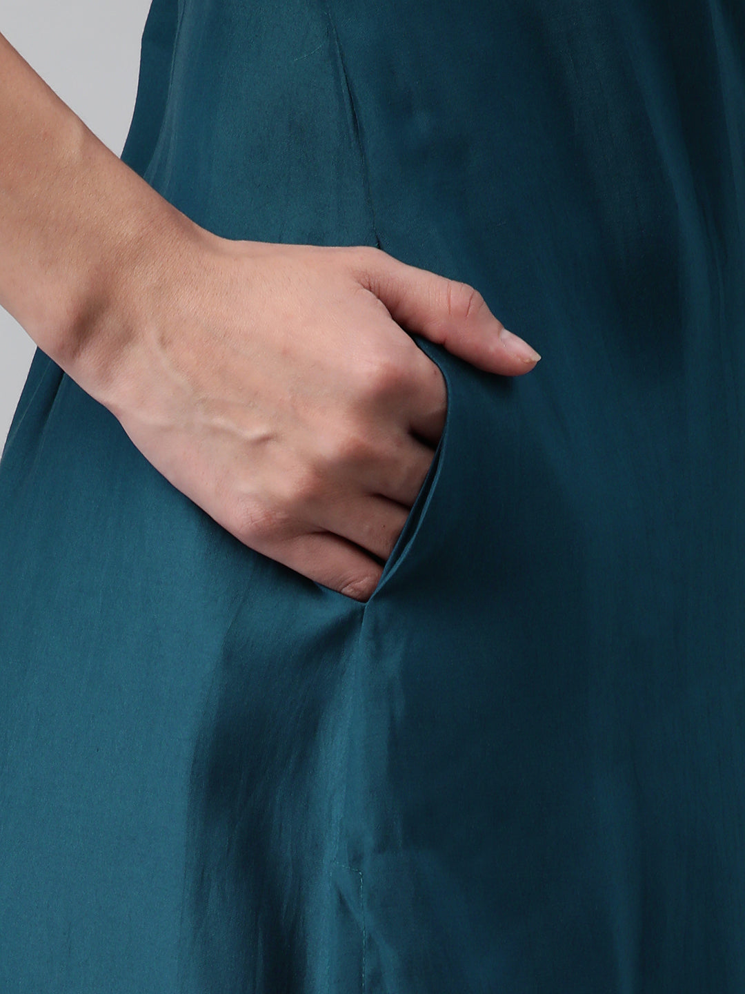 Party Edit- A line kurta in silk blend fabric with zari and sequin detailing