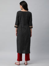 Leher - Straight cut kurta on woven cotton fabric with block print
