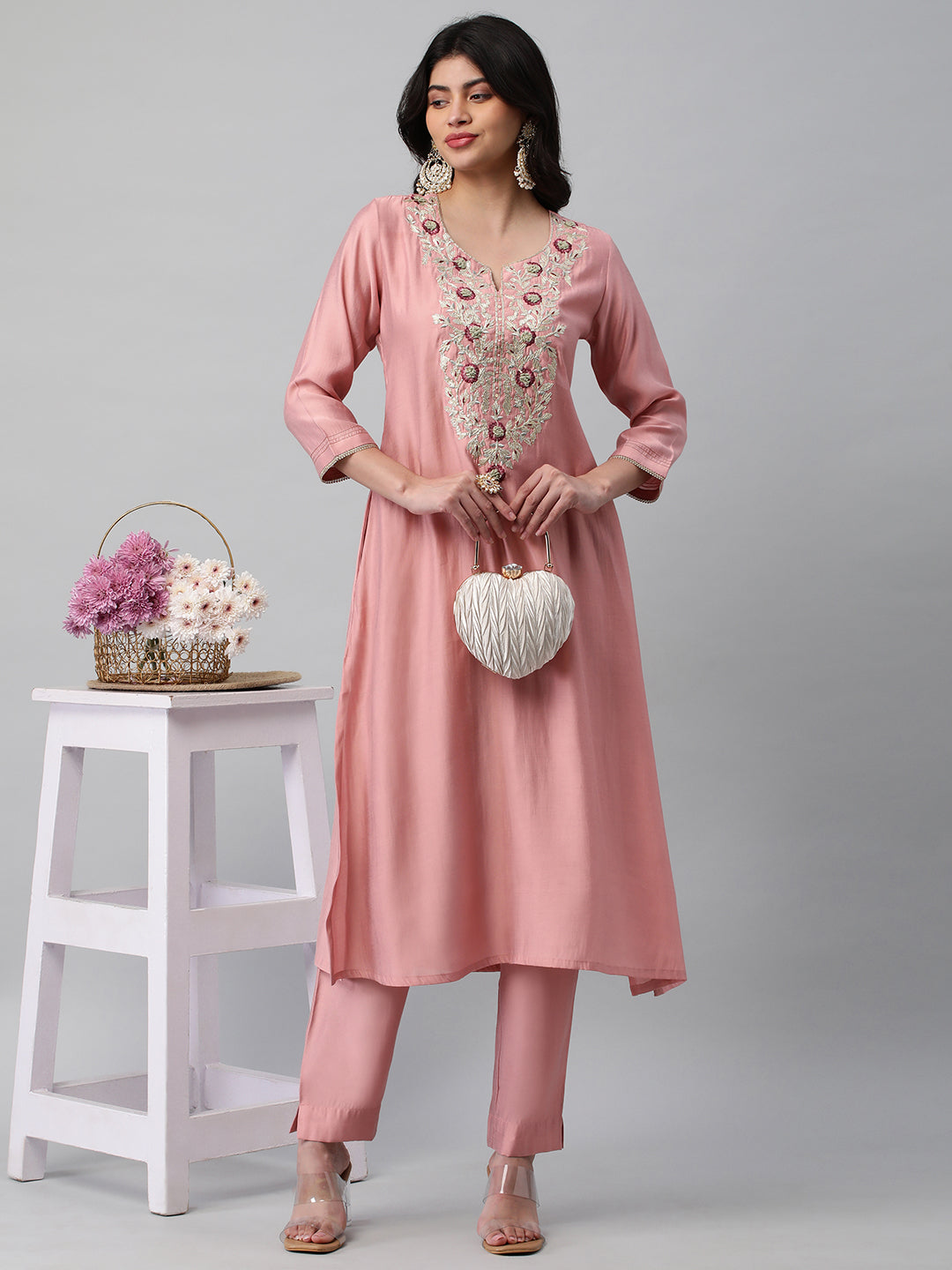 Party Edit- A line kurta with beautiful gota patti embroidery