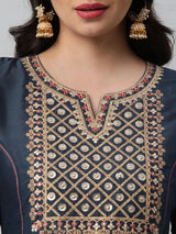Party Edit- A line kurta with beautiful zari and resham embroidery
