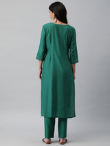 Party Edit- A-line kurta with sequin detail at center and sleeves
