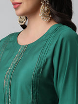 Party Edit- A-line kurta with sequin detail at center and sleeves