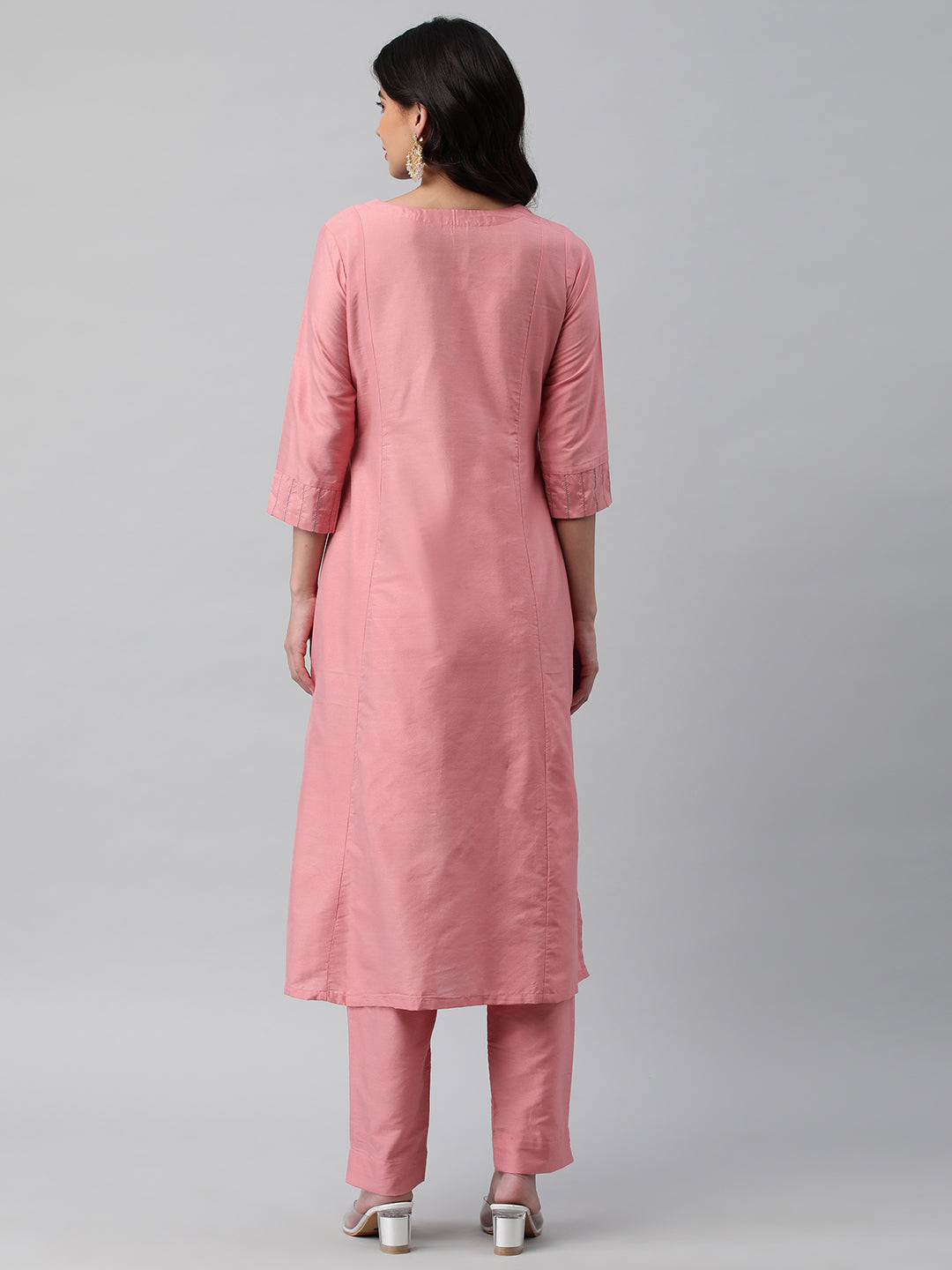 Party Edit- A shoulder princess kurta with the detail of contrasting stitch lines