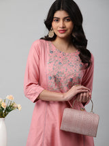 Party Edit- A shoulder princess kurta with the detail of contrasting stitch lines