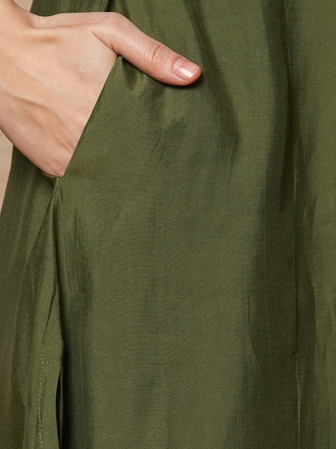 Party Edit- Embroidered A line kurta in silk blend fabric paired with printed silk blend dupatta and pants