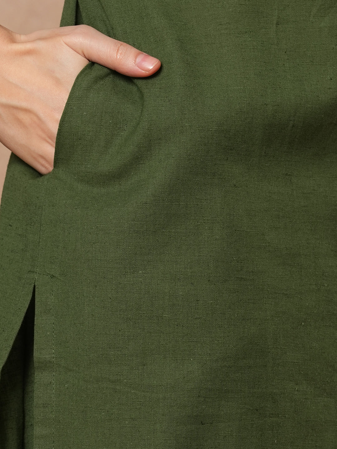 Green A-line kurta set with Embroidered V-neck with black printed dupatta and pant