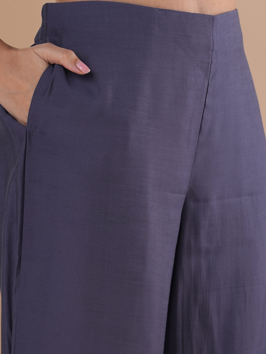 Party Edit- Paneled A line kurta with embroidery paired with lined palazzo in silk blend fabric.