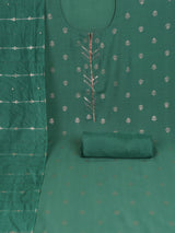 Party Edit- Green foil print suit set coordinate with chanderi delicate Zari border and self color bottom.