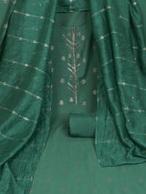 Party Edit- Green foil print suit set coordinate with chanderi delicate Zari border and self color bottom.