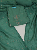 Party Edit- Green foil print suit set coordinate with chanderi delicate Zari border and self color bottom.