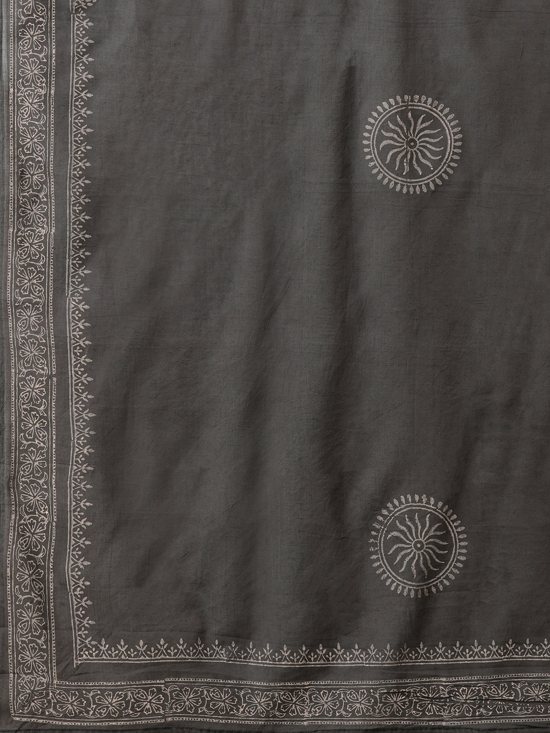 Printed Cotton Lace Detailed Straight Fit Kurta Suit Set with Mirror Work & Block Print Dupatta.