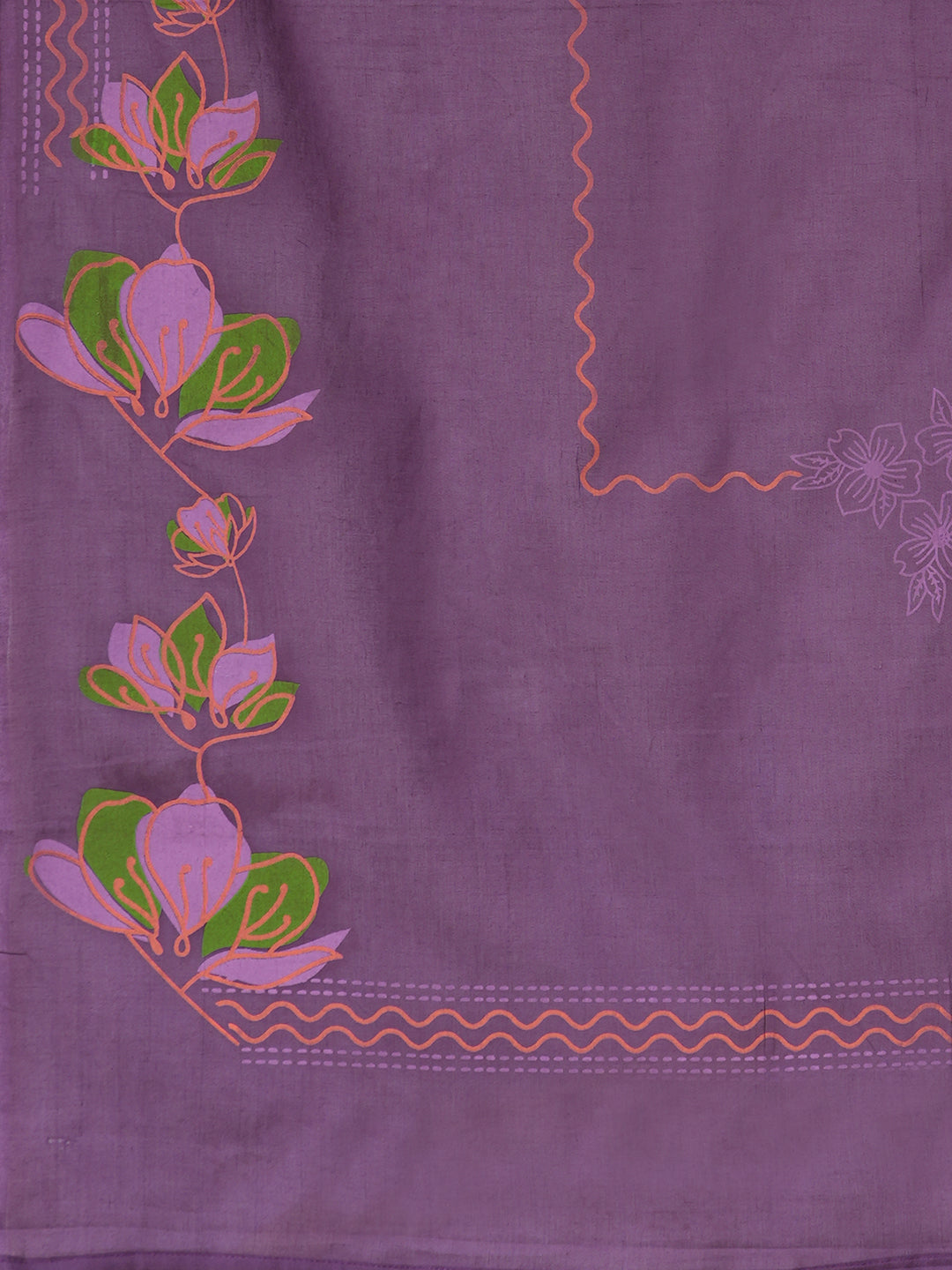 Purple Floral Embroidered Kurta Set with elegant wavy border Dupatta.