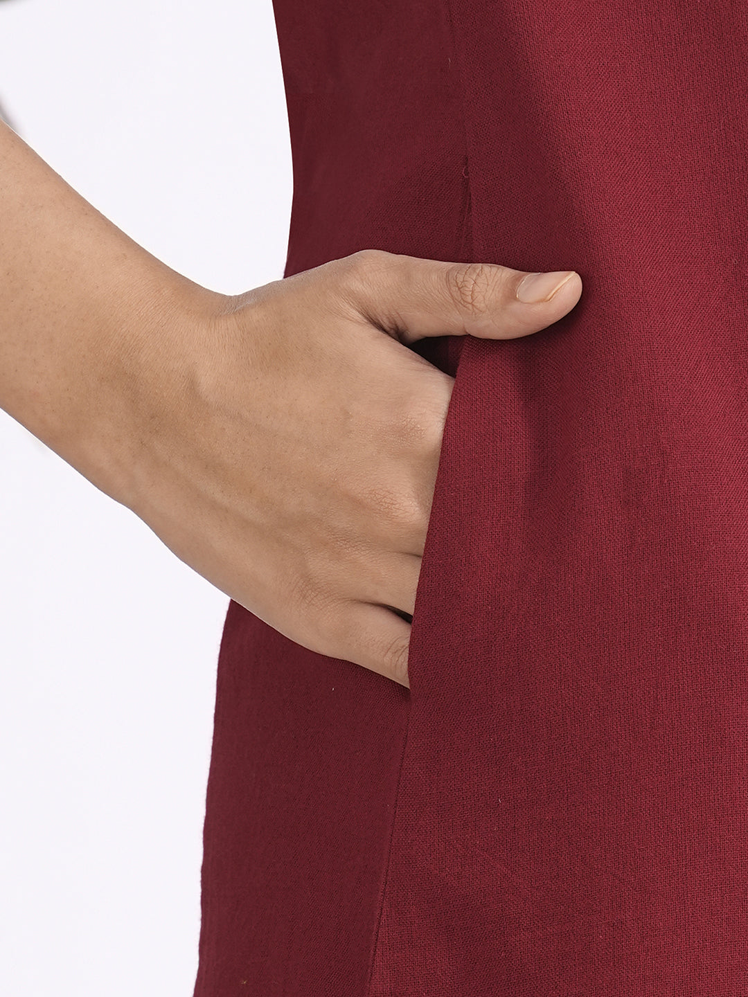 Straight Cut Cotton Kurta with Traditional Mirror Work and Hand Piping Detailing