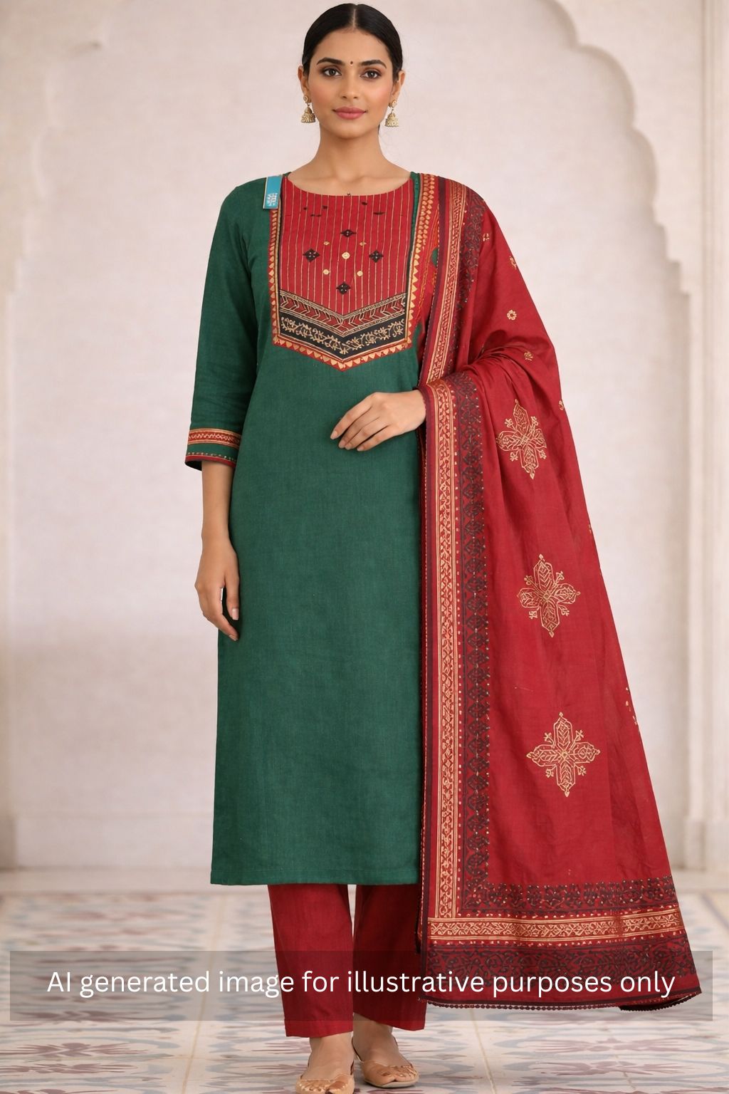 Cotton flex unstitched suit set, crafted with delicate handwork and refined stitch-line detailing.